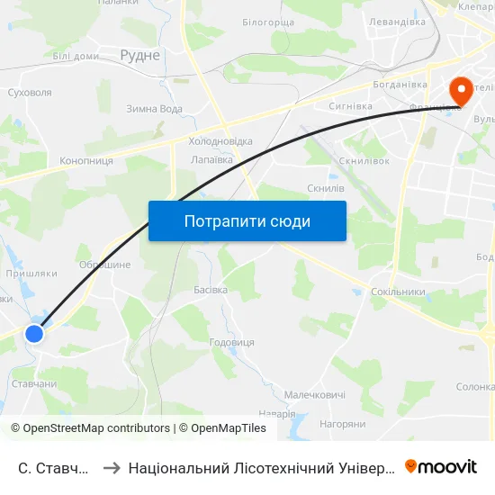С. Ставчани to Національний Лісотехнічний Університет map