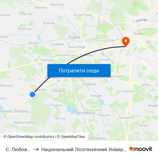 С. Любовичі to Національний Лісотехнічний Університет map
