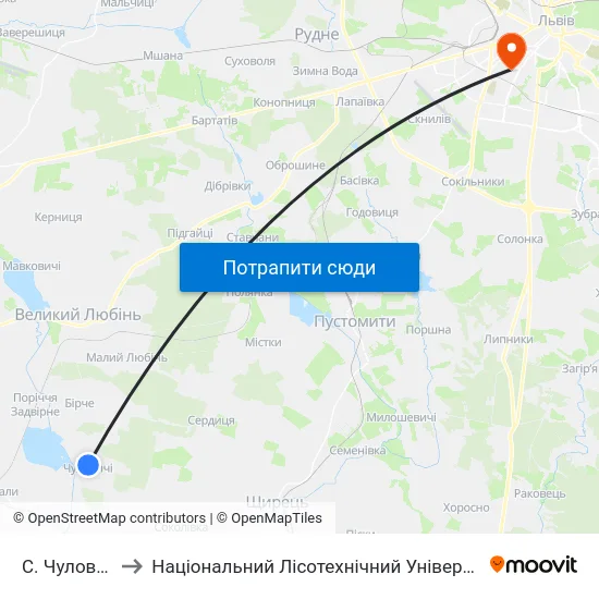 С. Чуловичі to Національний Лісотехнічний Університет map