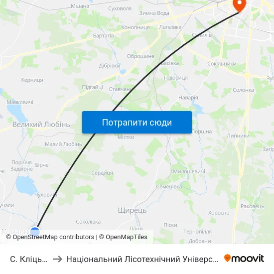 С. Кліцько to Національний Лісотехнічний Університет map