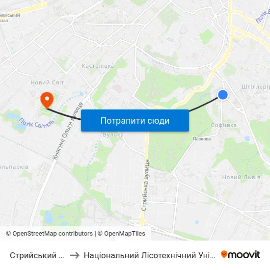 Стрийський Парк to Національний Лісотехнічний Університет map