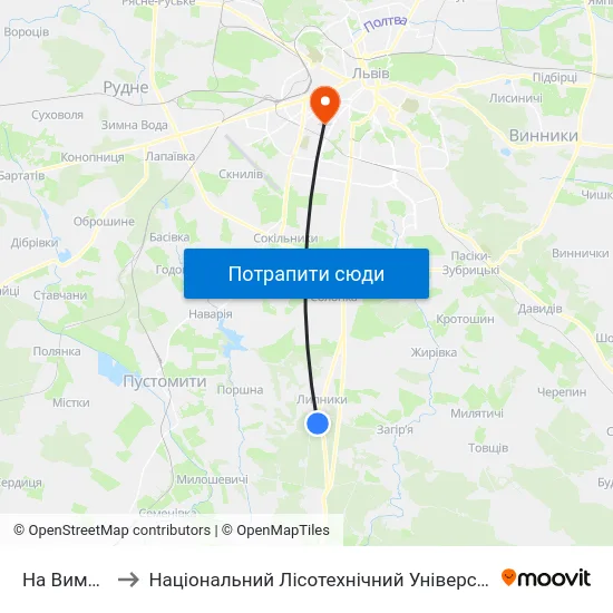 На Вимогу to Національний Лісотехнічний Університет map