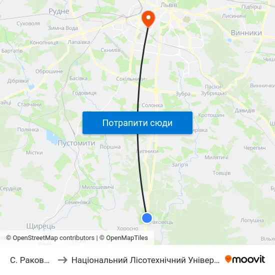 С. Раковець to Національний Лісотехнічний Університет map
