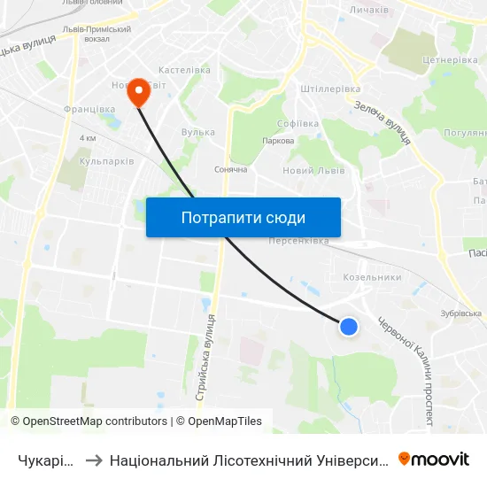 Чукаріна to Національний Лісотехнічний Університет map