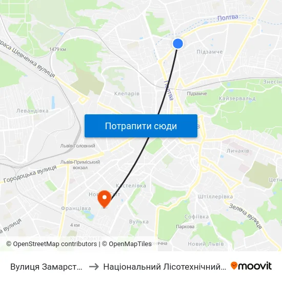 Вулиця Замарстинівська to Національний Лісотехнічний Університет map