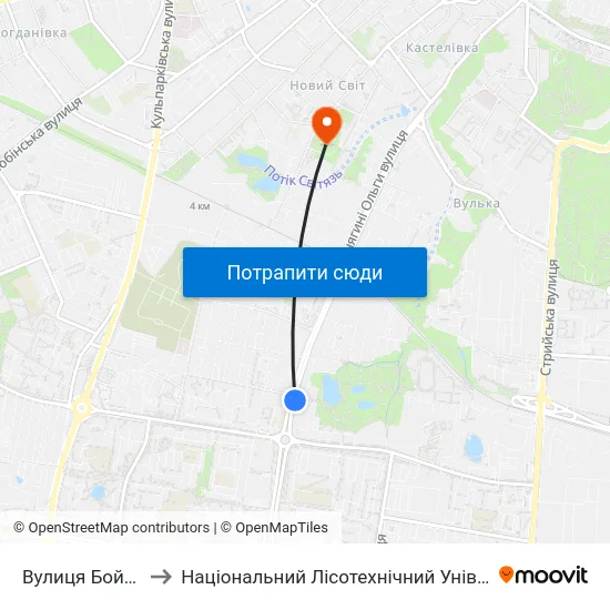 Вулиця Бойчука to Національний Лісотехнічний Університет map