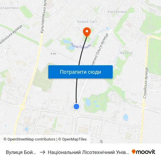Вулиця Бойчука to Національний Лісотехнічний Університет map