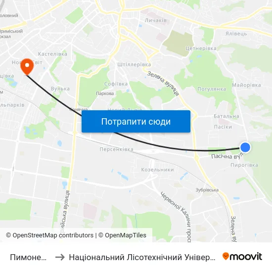 Пимоненка to Національний Лісотехнічний Університет map