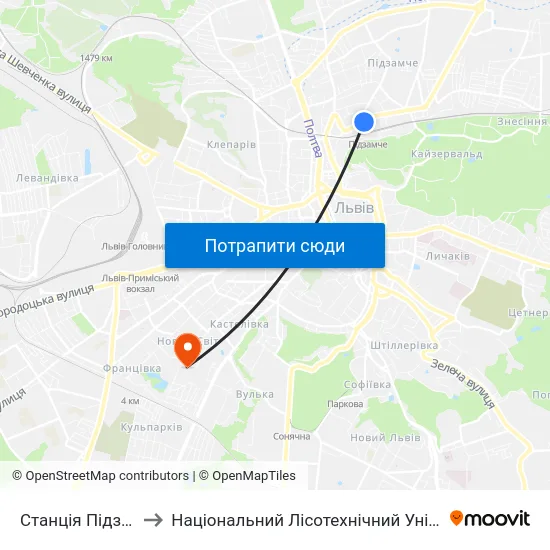 Станція Підзамче to Національний Лісотехнічний Університет map