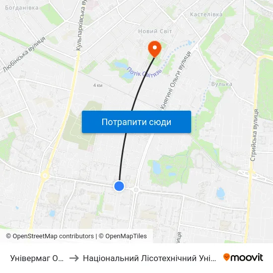 Універмаг Океан to Національний Лісотехнічний Університет map