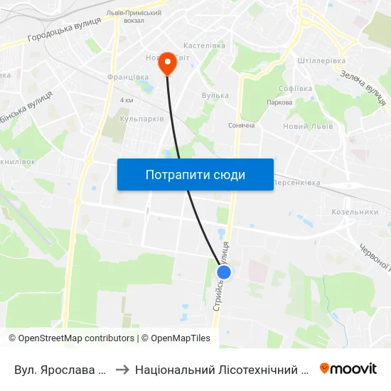 Вул. Ярослава Гашека to Національний Лісотехнічний Університет map