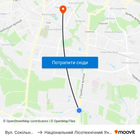Вул. Сокільницька to Національний Лісотехнічний Університет map