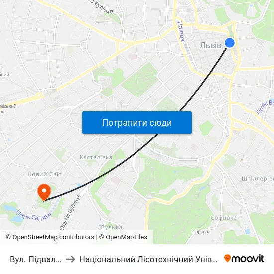 Вул. Підвальна to Національний Лісотехнічний Університет map
