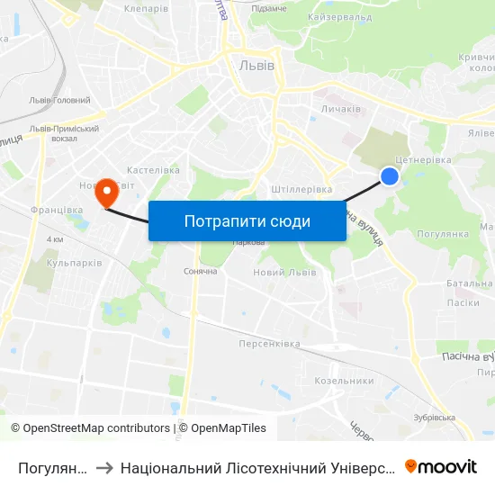 Погулянка to Національний Лісотехнічний Університет map