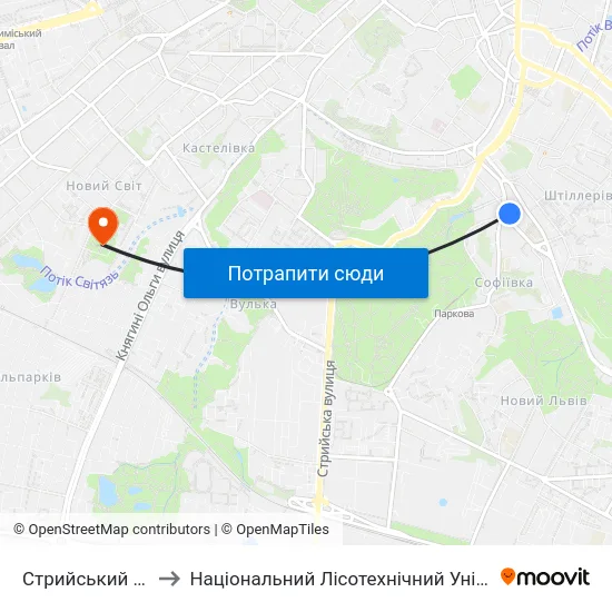 Стрийський Парк to Національний Лісотехнічний Університет map