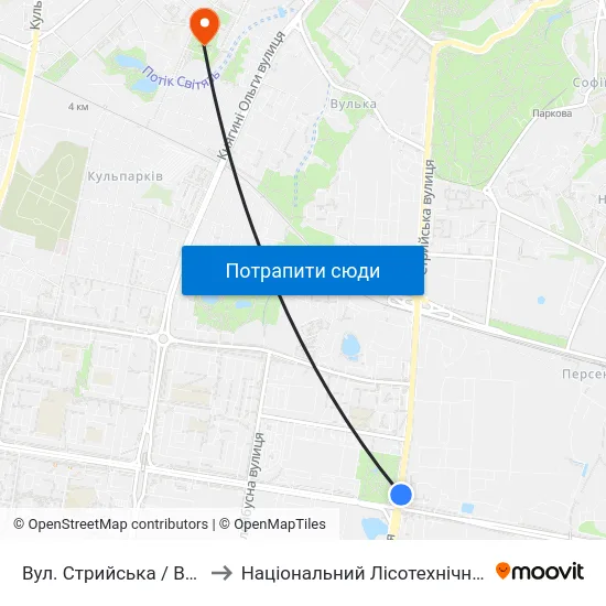 Вул. Стрийська / Вул. Наукова to Національний Лісотехнічний Університет map