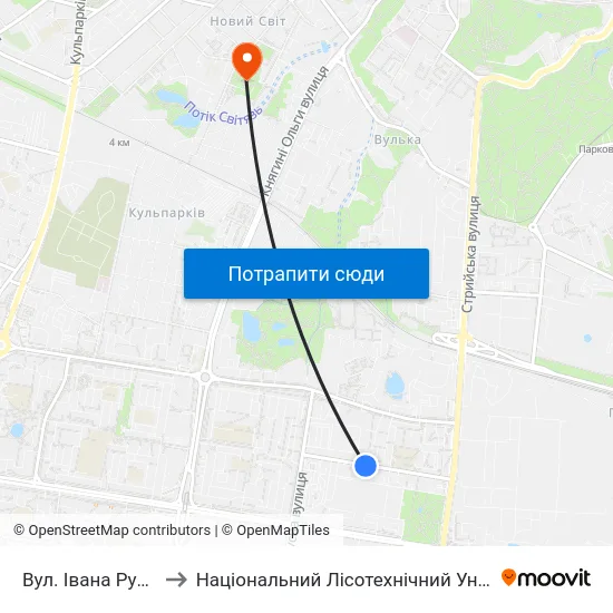 Вул. Івана Рубчака to Національний Лісотехнічний Університет map