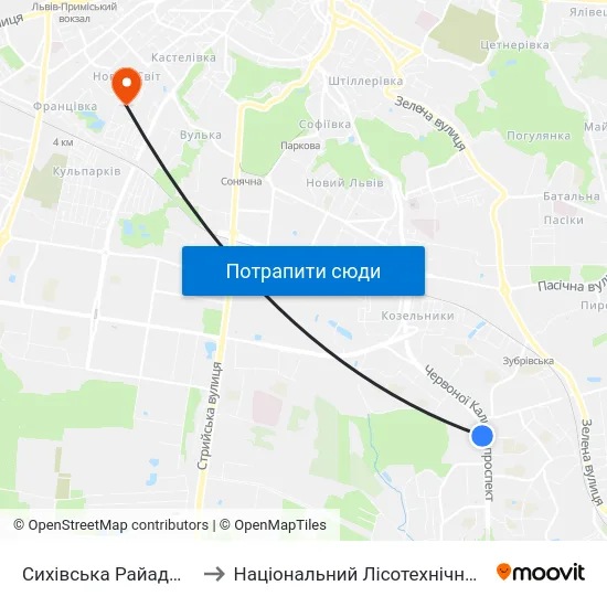 Сихівська Райадміністрація to Національний Лісотехнічний Університет map