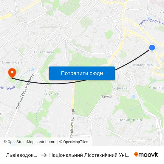 Львівводоканал to Національний Лісотехнічний Університет map