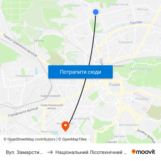 Вул. Замарстинівська to Національний Лісотехнічний Університет map