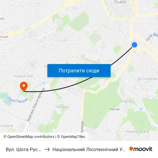 Вул. Шота Руставелі to Національний Лісотехнічний Університет map