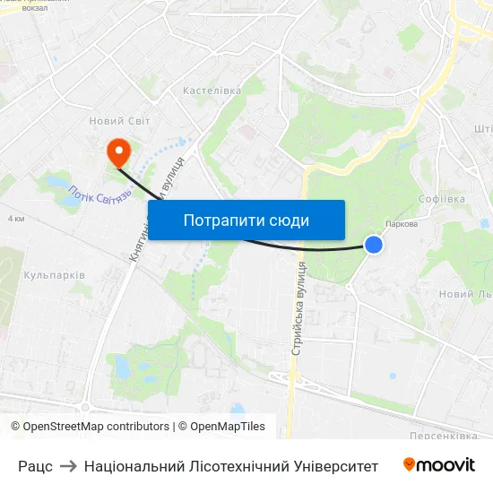 Рацс to Національний Лісотехнічний Університет map