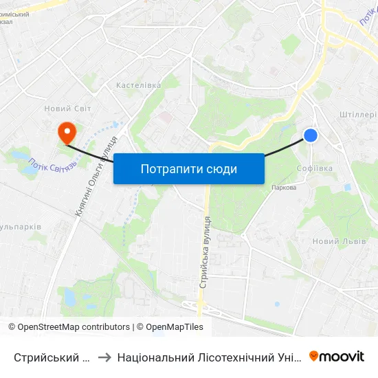Стрийський Парк to Національний Лісотехнічний Університет map