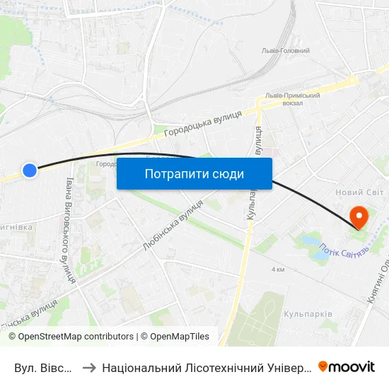 Вул. Вівсяна to Національний Лісотехнічний Університет map