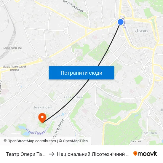 Театр Опери Та Балету to Національний Лісотехнічний Університет map