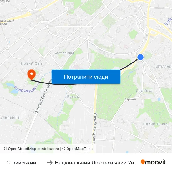 Стрийський Ринок to Національний Лісотехнічний Університет map