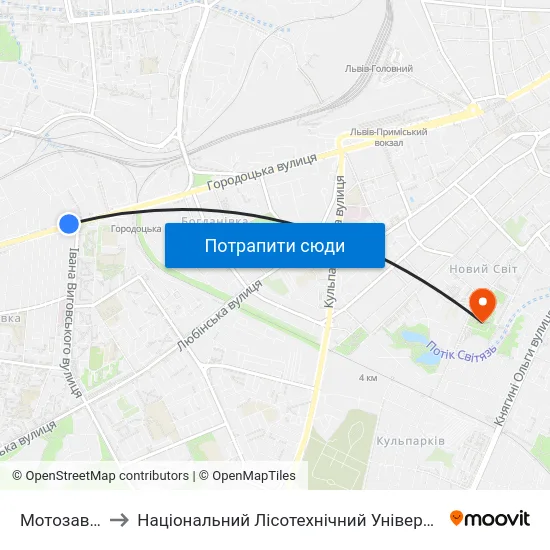 Мотозавод to Національний Лісотехнічний Університет map