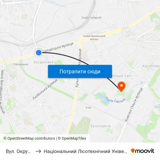Вул. Окружна to Національний Лісотехнічний Університет map