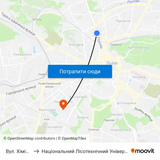 Вул. Хімічна to Національний Лісотехнічний Університет map