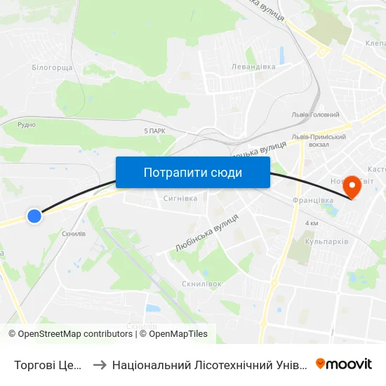 Торгові Центри to Національний Лісотехнічний Університет map