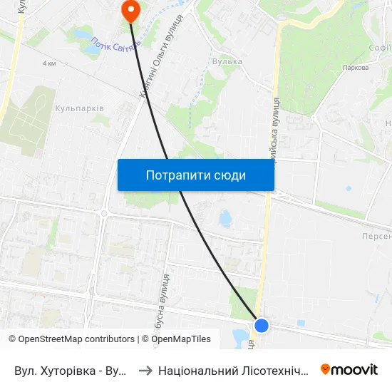 Вул. Хуторівка - Вул. Стрийська to Національний Лісотехнічний Університет map