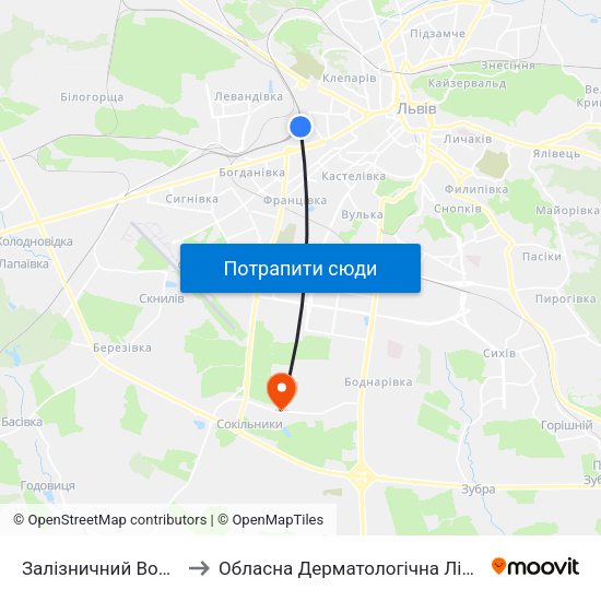 Залізничний Вокзал to Обласна Дерматологічна Лікарня map
