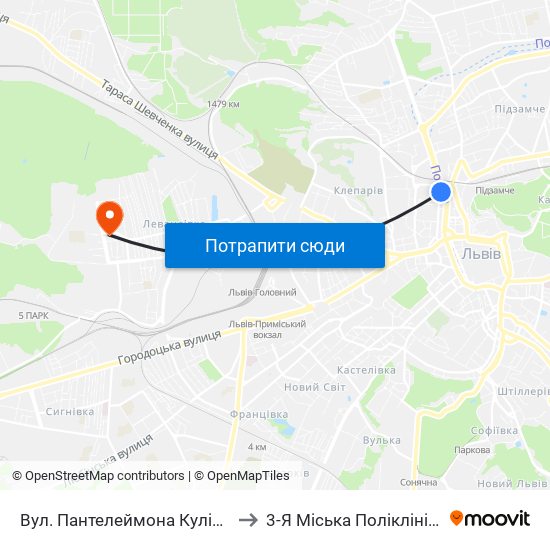 Вул. Пантелеймона Куліша to 3-Я Міська Поліклініка map