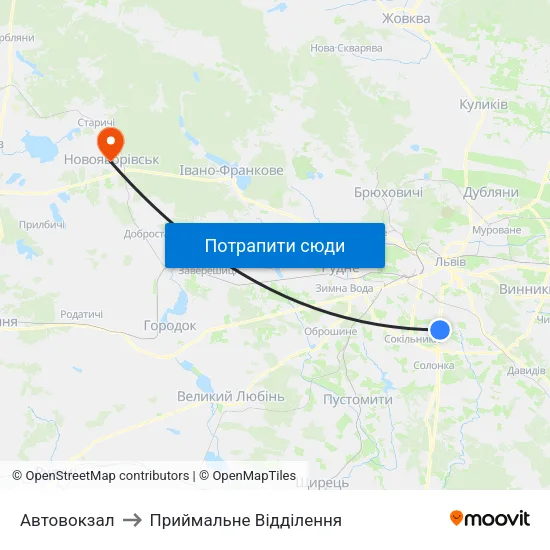 Автовокзал to Приймальне Відділення map