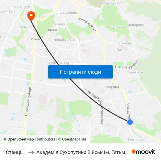 Станція Сихів to Академія Сухопутних Військ Ім. Гетьмана Петра Сагайдачного map