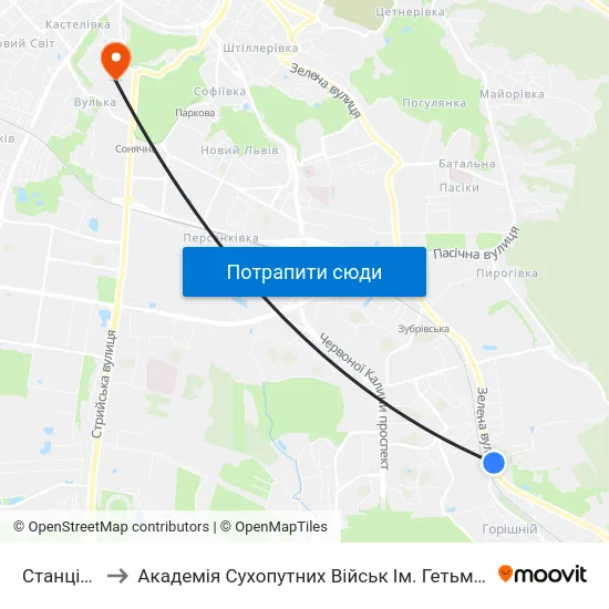 Станція Сихів to Академія Сухопутних Військ Ім. Гетьмана Петра Сагайдачного map