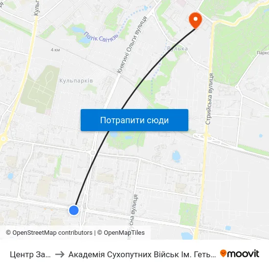 Центр Зайнятості to Академія Сухопутних Військ Ім. Гетьмана Петра Сагайдачного map