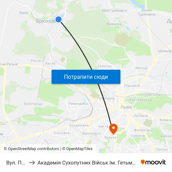 Вул. Пляжна to Академія Сухопутних Військ Ім. Гетьмана Петра Сагайдачного map