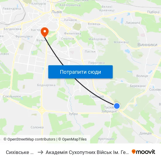 Сихівське Кладовище to Академія Сухопутних Військ Ім. Гетьмана Петра Сагайдачного map