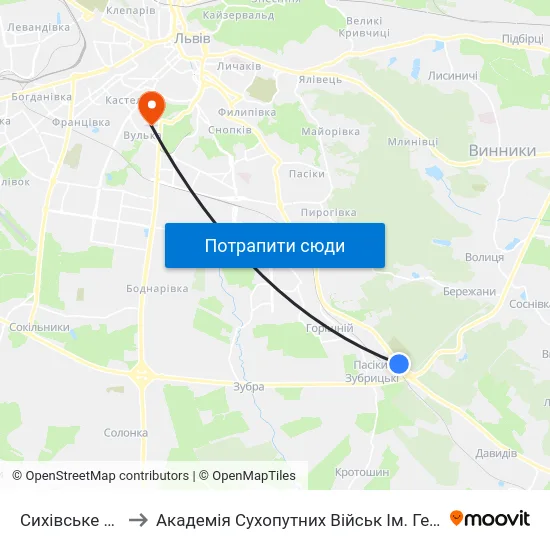 Сихівське Кладовище to Академія Сухопутних Військ Ім. Гетьмана Петра Сагайдачного map