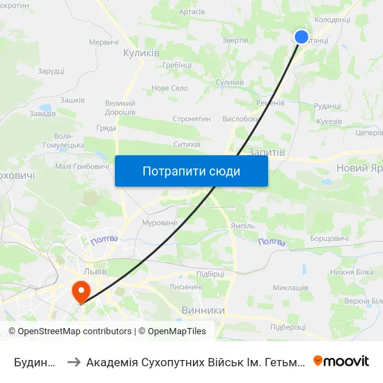 Будинок №58 to Академія Сухопутних Військ Ім. Гетьмана Петра Сагайдачного map