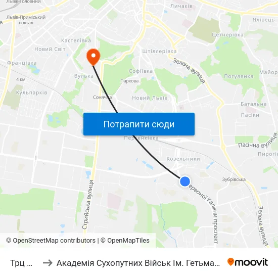 Трц Шувар to Академія Сухопутних Військ Ім. Гетьмана Петра Сагайдачного map