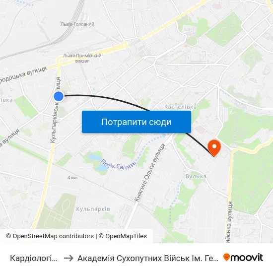 Кардіологічний Центр to Академія Сухопутних Військ Ім. Гетьмана Петра Сагайдачного map