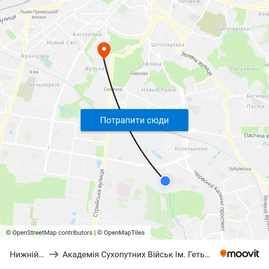 Нижній Шувар to Академія Сухопутних Військ Ім. Гетьмана Петра Сагайдачного map