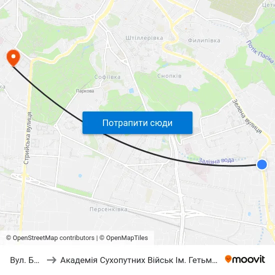 Вул. Бузкова to Академія Сухопутних Військ Ім. Гетьмана Петра Сагайдачного map