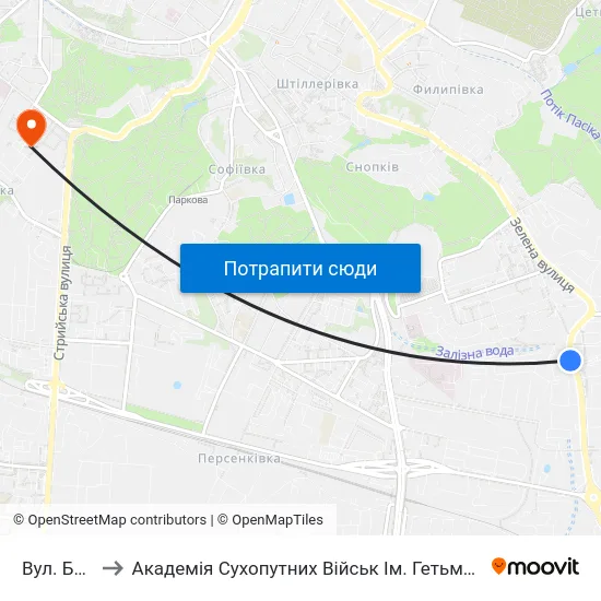 Вул. Бузкова to Академія Сухопутних Військ Ім. Гетьмана Петра Сагайдачного map